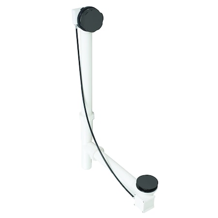 Westbrass 27" Polyethylene Cable Drive Bathtub Pop-Up Drain Kit with Rotary Overflow Knob, Matte Black D50P27TLE-62